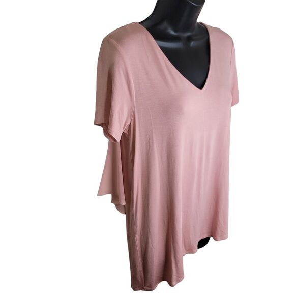 Lisa Rinna Collection v-neck chiffon back cape asymmetric tunic top size XS - Picture 3 of 7